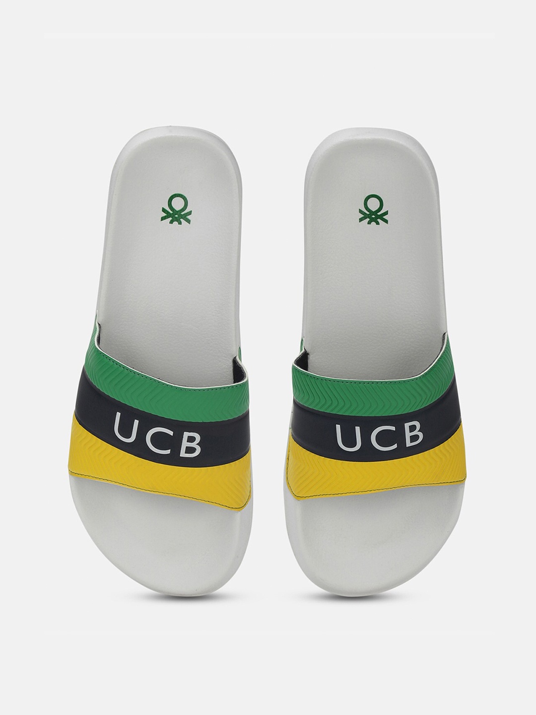 

United Colors of Benetton Men Colourblocked Sliders, Green