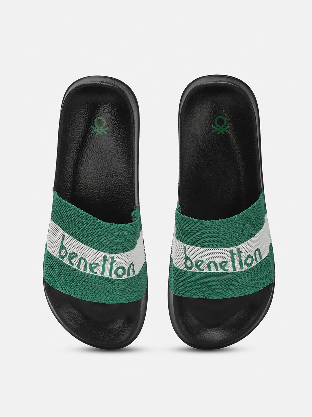 United Colors of Benetton Men Colourblocked Fabric Sliders, Black