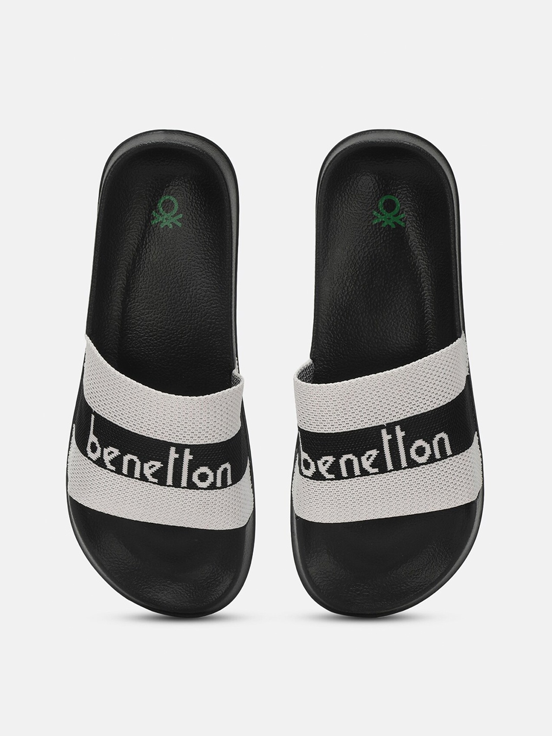 

United Colors of Benetton Men Textured Printed Sliders, Black