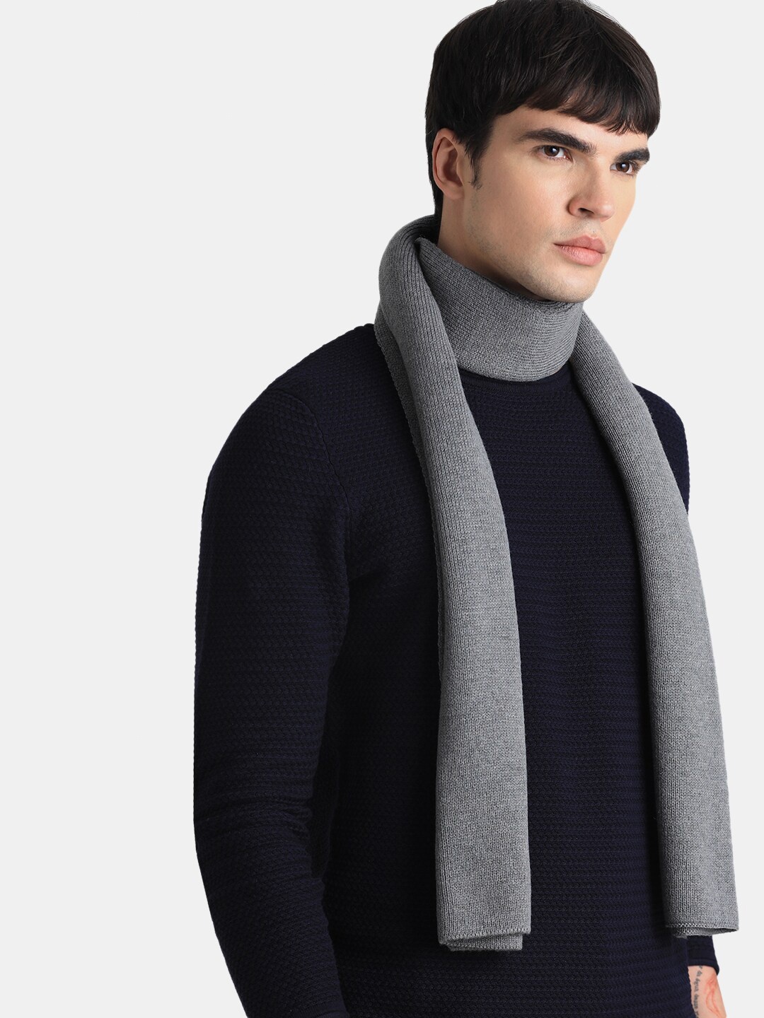 

Jack & Jones Men Self Design Acrylic Scarf, Grey