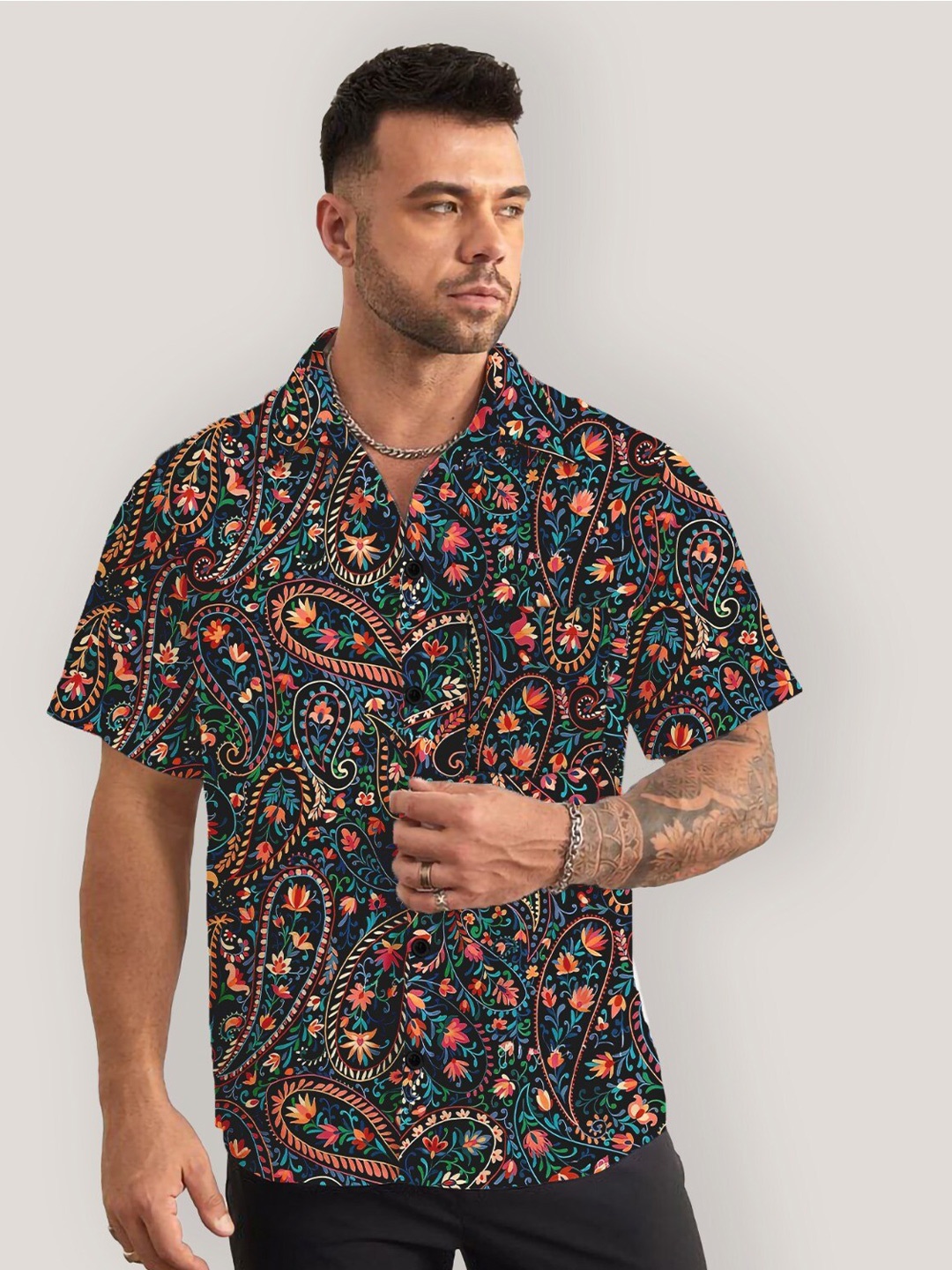 

The Dry State Ethnic Motifs Printed Casual Shirt, Black