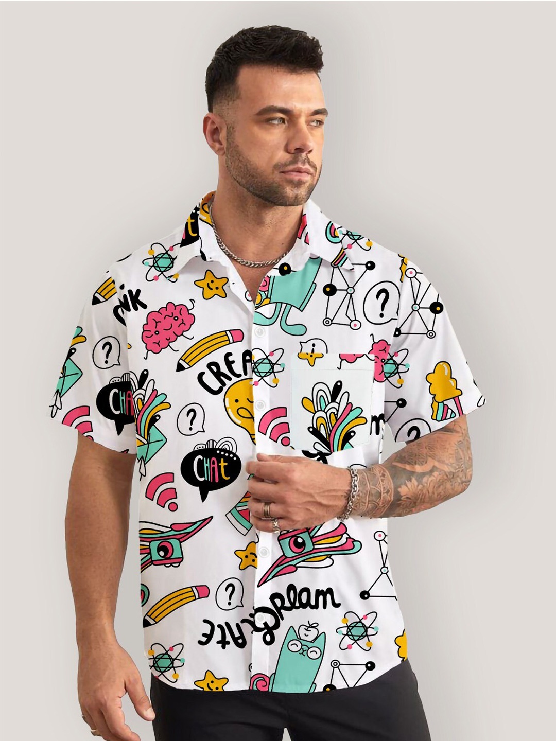 

The Dry State Conversational Printed Casual Shirt, White