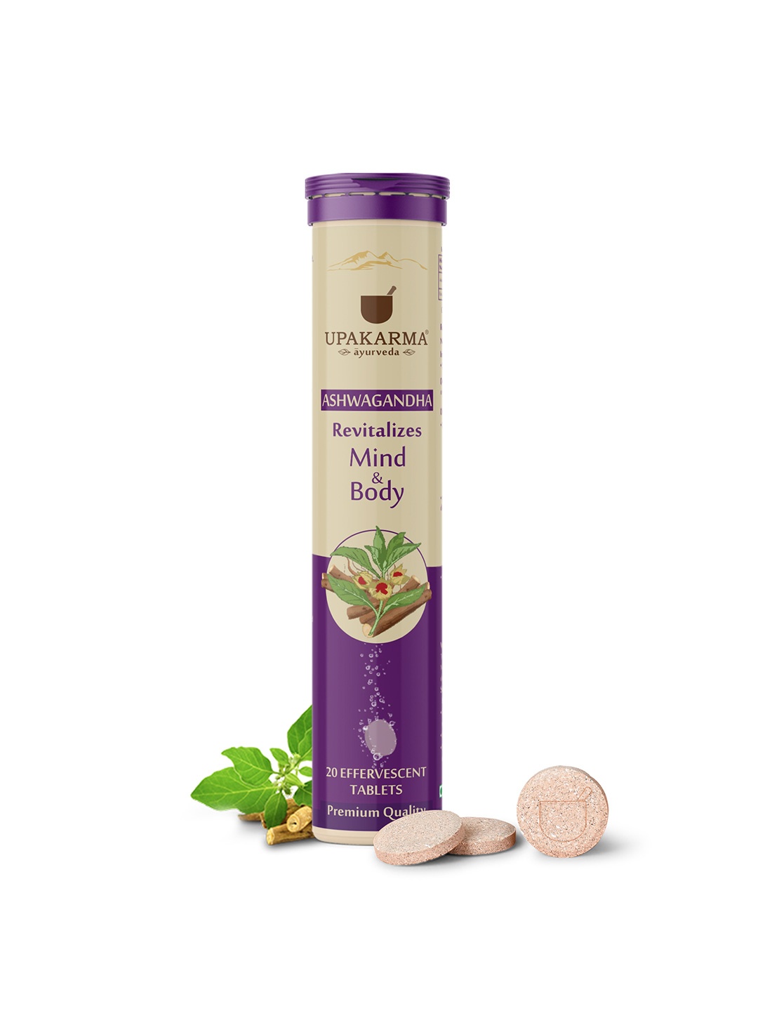 

UPAKARMA Ayurveda Pure Ashwagandha Effervescent Tablets - 20 Tablets, Beige