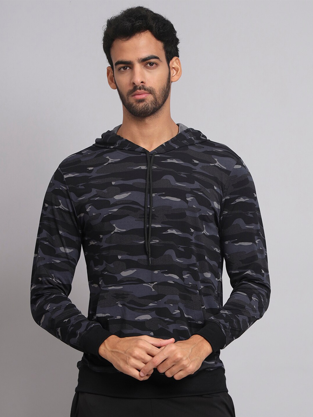 

GLITO Printed Hooded Sweatshirt, Navy blue