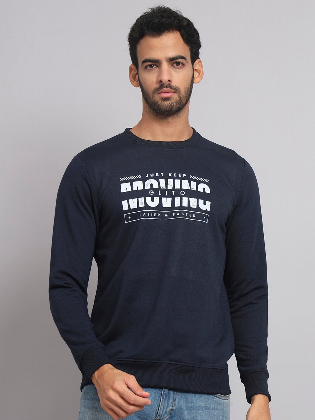 

GLITO Typography Printed Sweatshirt, Navy blue