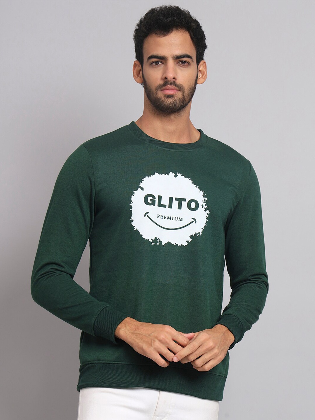 

GLITO Typography Printed Sweatshirt, Teal