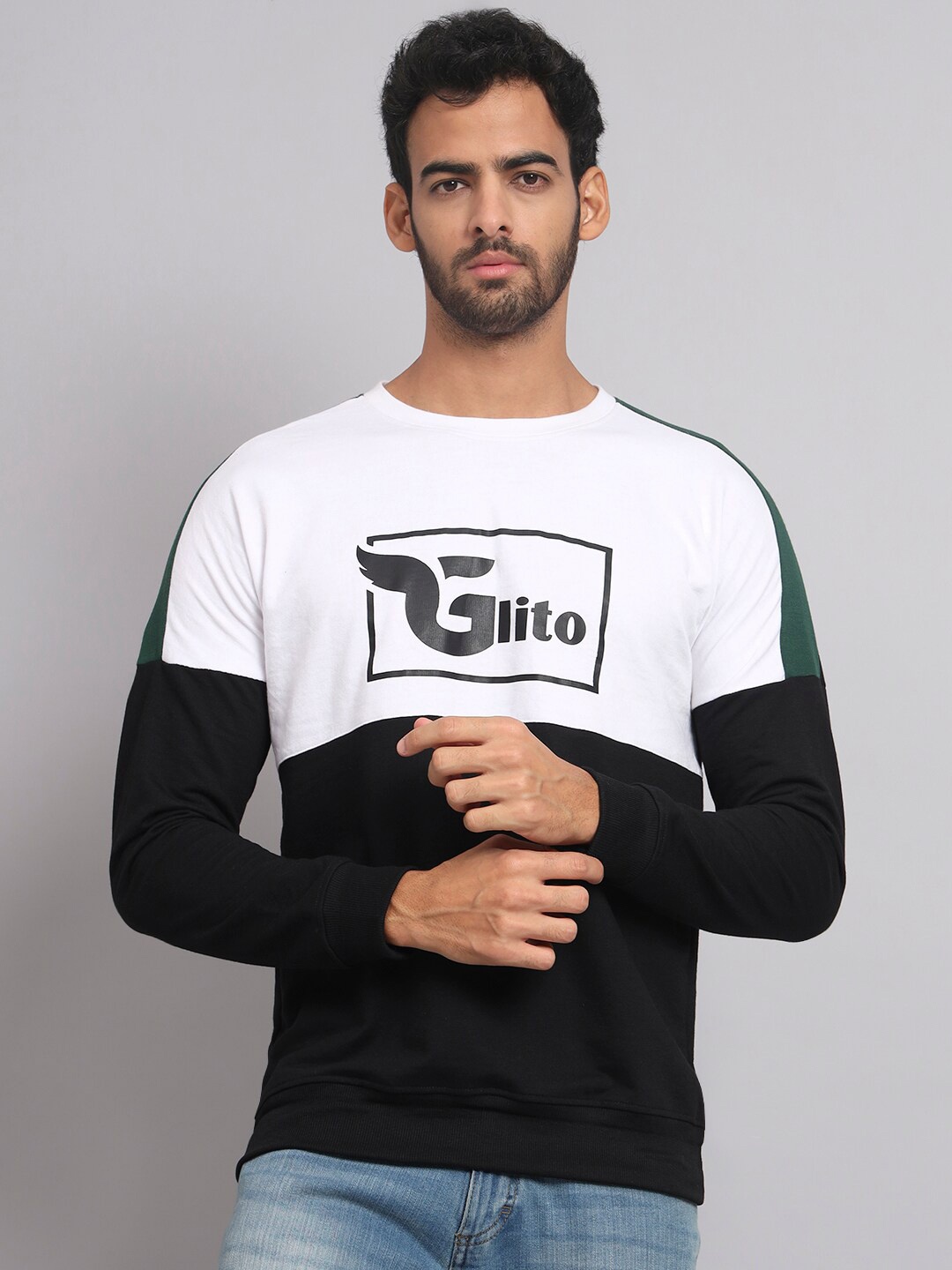 

GLITO Typography Printed Sweatshirt, White
