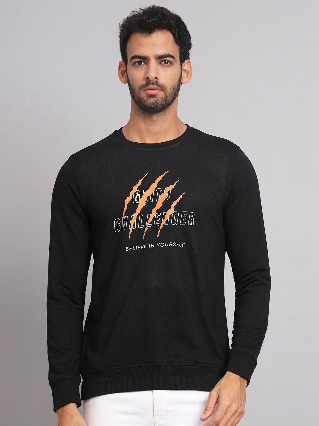 

GLITO Typography Printed Sweatshirt, Black