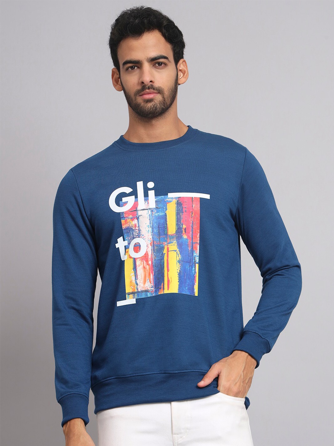 

GLITO Graphic Printed Sweatshirt, Turquoise blue