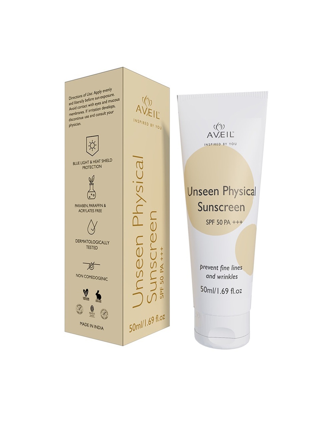 

AVEIL Aveil Unseen Physical Sunscreen SPF 50 PA+++, Cream