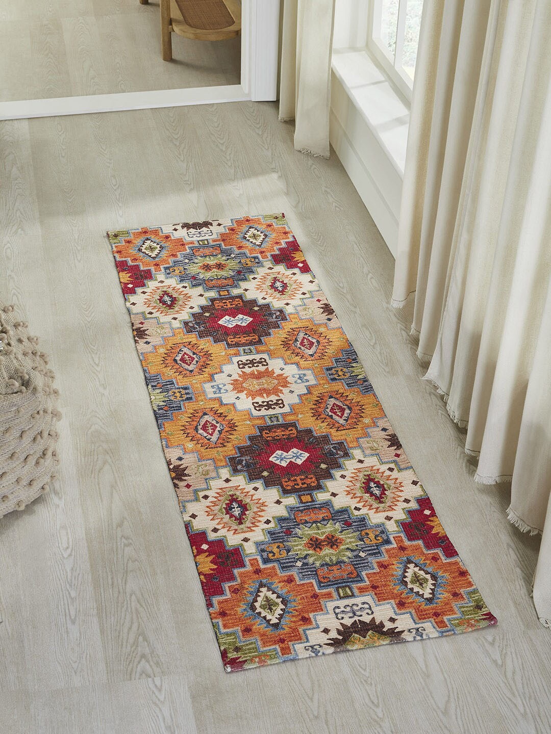 

Mona B Yellow & Blue Printed Floor Runner