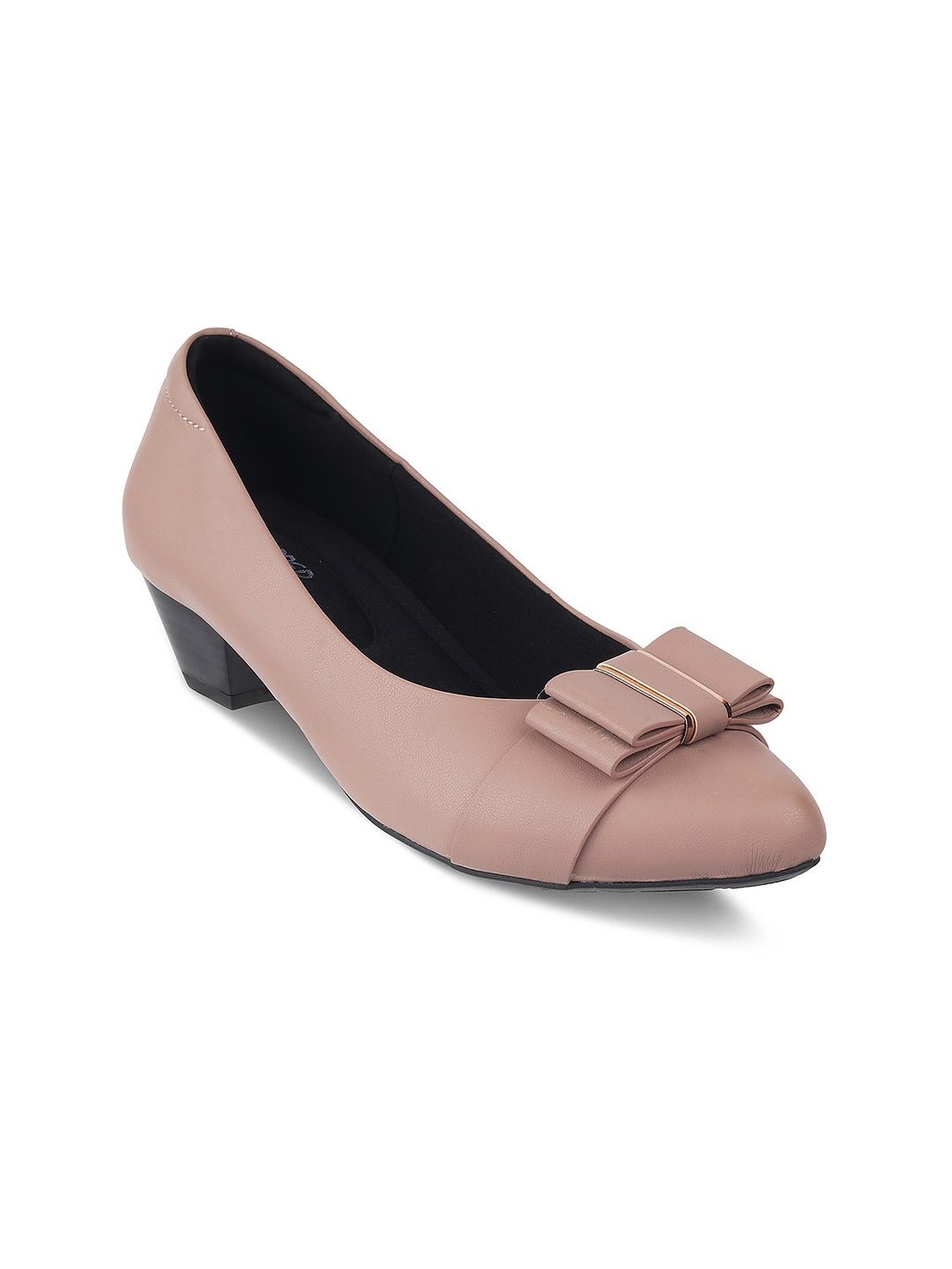 

PEPPER Textured Bow Detail Block Heel Pumps, Nude