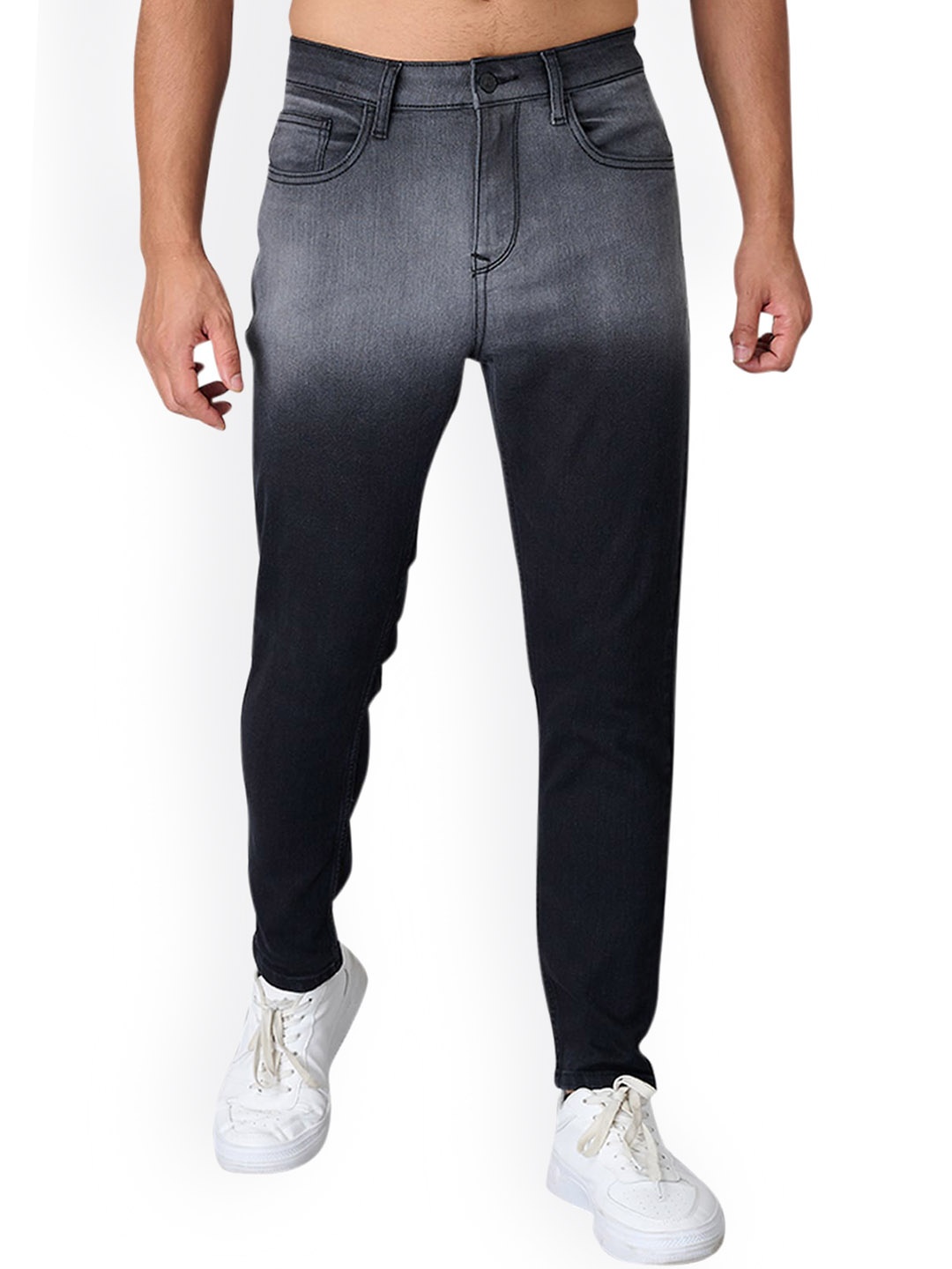

Old Grey Men Skinny Fit Denim Stretchable Jeans, Black