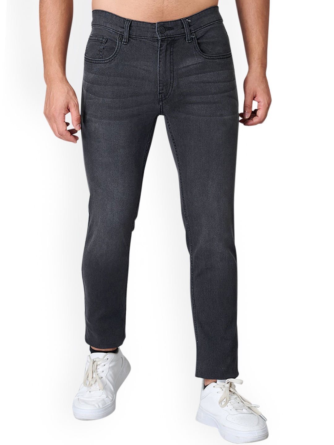 

Old Grey Men Skinny Fit Cotton Jeans, Black