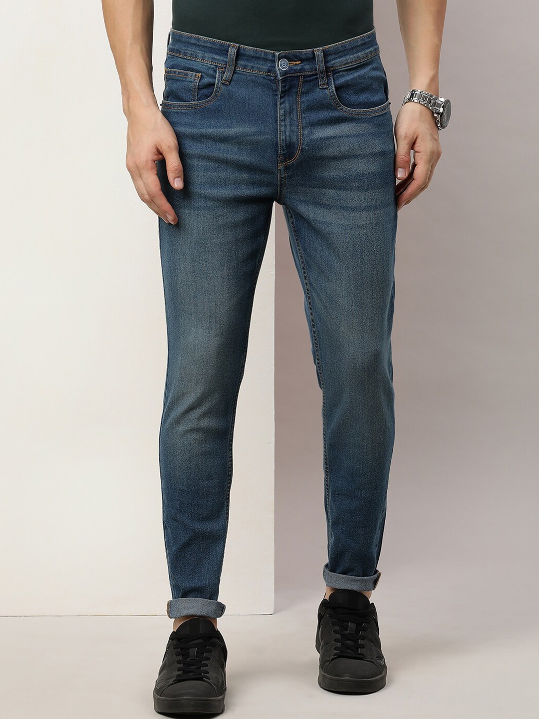 

Old Grey Men Slim Fit Mid-Rise Clean Look Stretchable Jeans, Blue