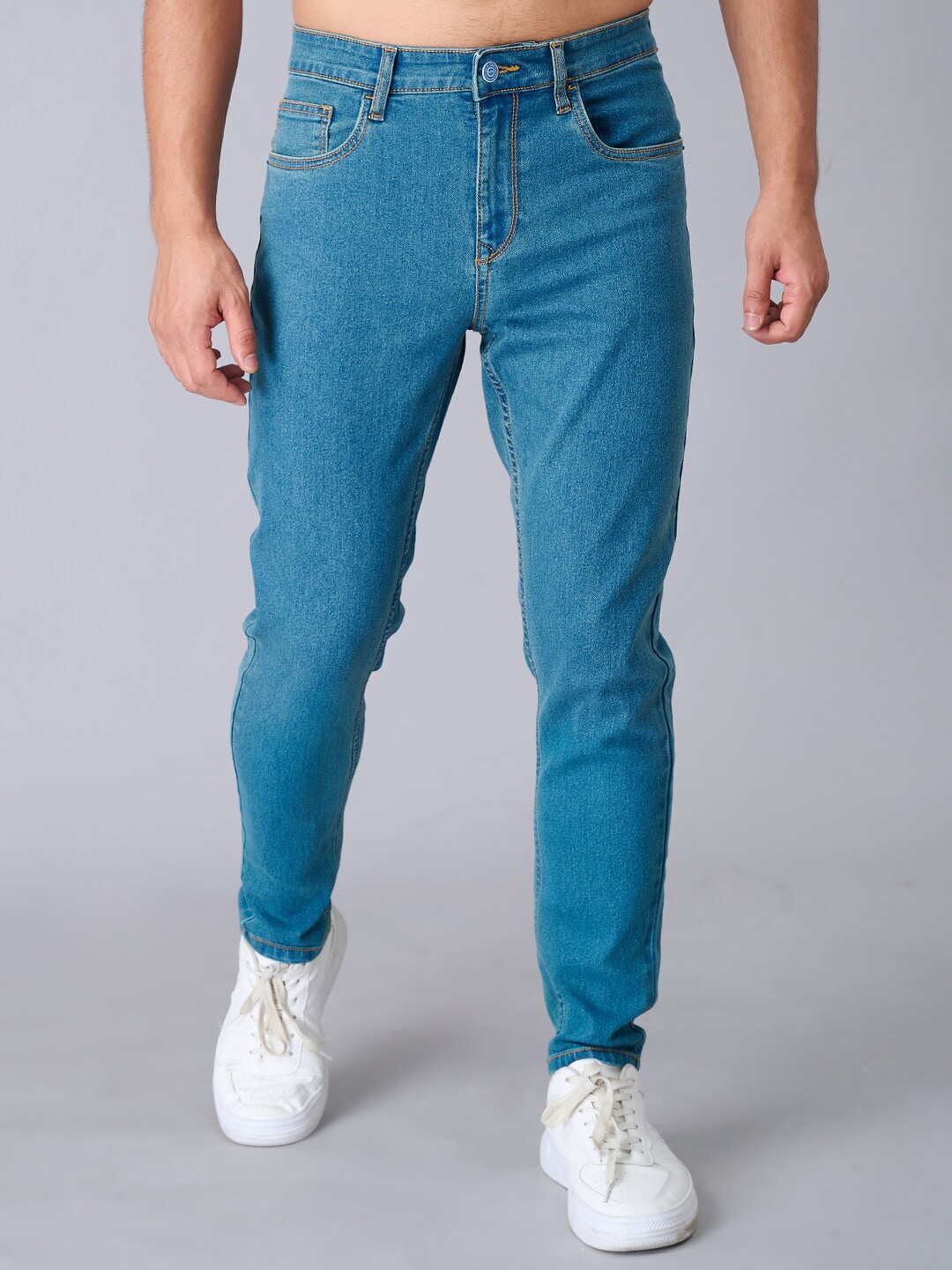 

Old Grey Men Mid Rise Slim Fit Heavy Fade Stretchable Jeans, Blue
