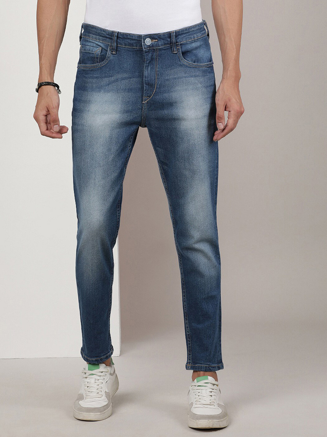 

Old Grey Men Slim Fit Mid-Rise Heavy Fade Stretchable Jeans, Blue
