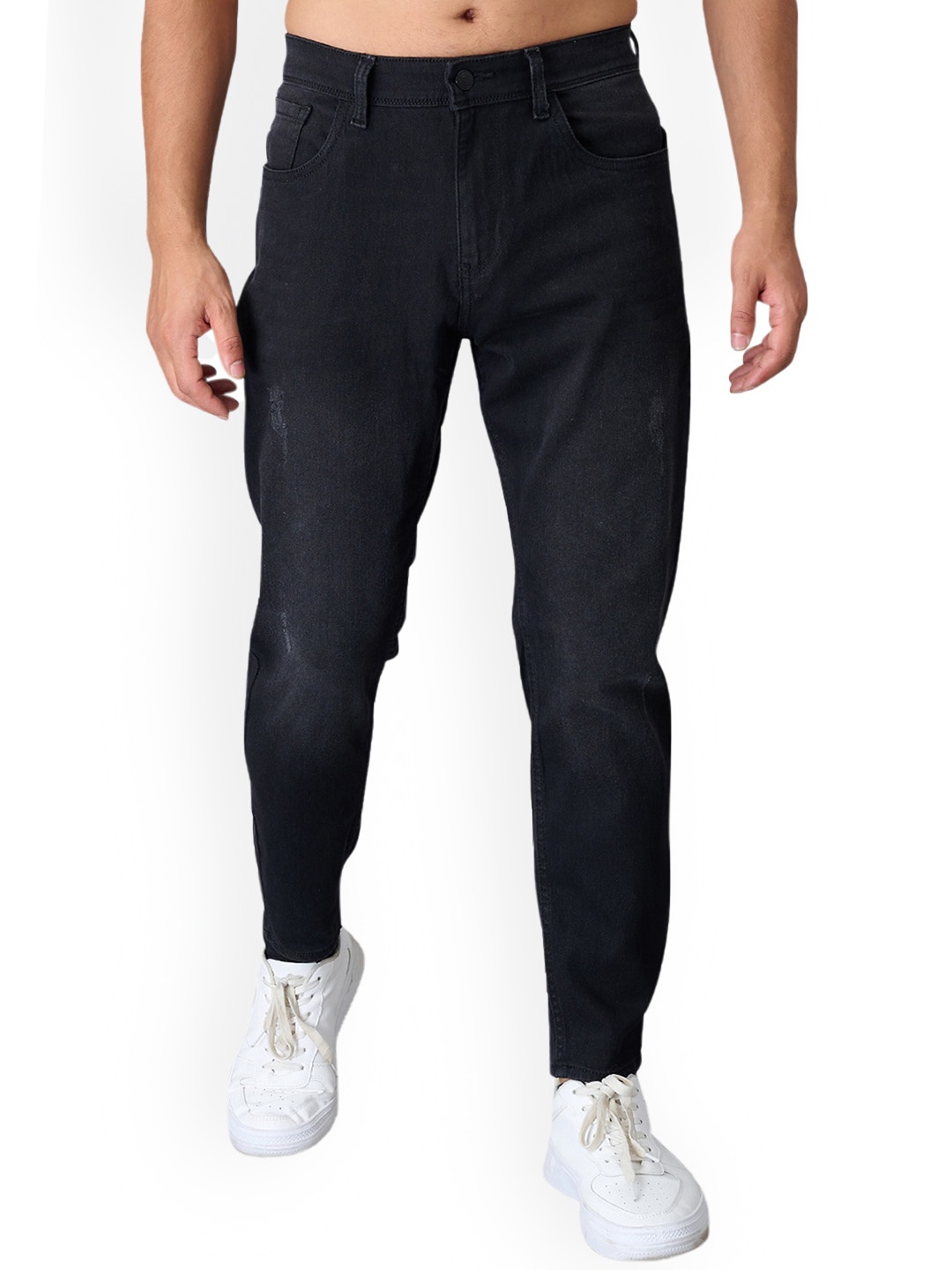 

Old Grey Men Black Slim Fit Mid-Rise Mildly Distressed Stretchable Jeans