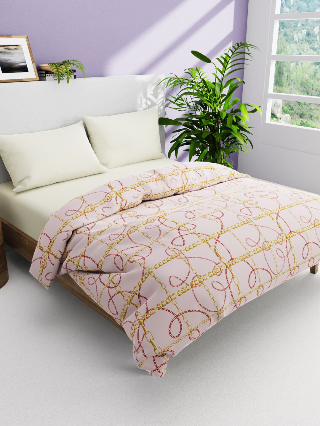 

BIANCA Pink & Yellow AC Room Pure Cotton 300 GSM Double Bed Comforter