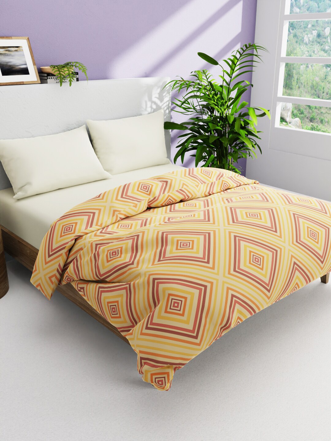 

BIANCA Yellow & Red Geometric AC Room Pure Cotton 300 GSM Double Bed Comforter