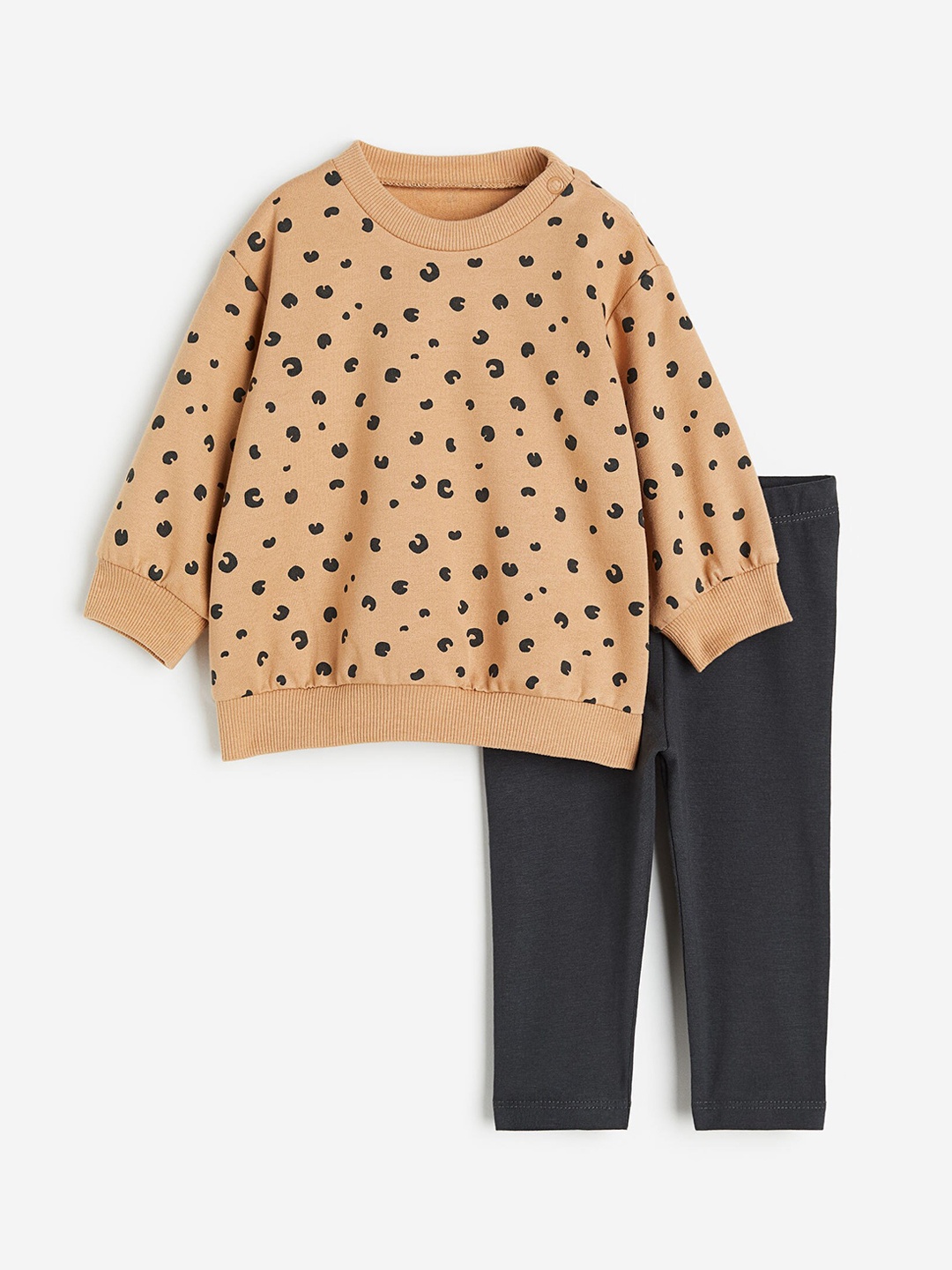 

H&M Boys 2-Piece Sweatshirt And Leggings Set, Beige