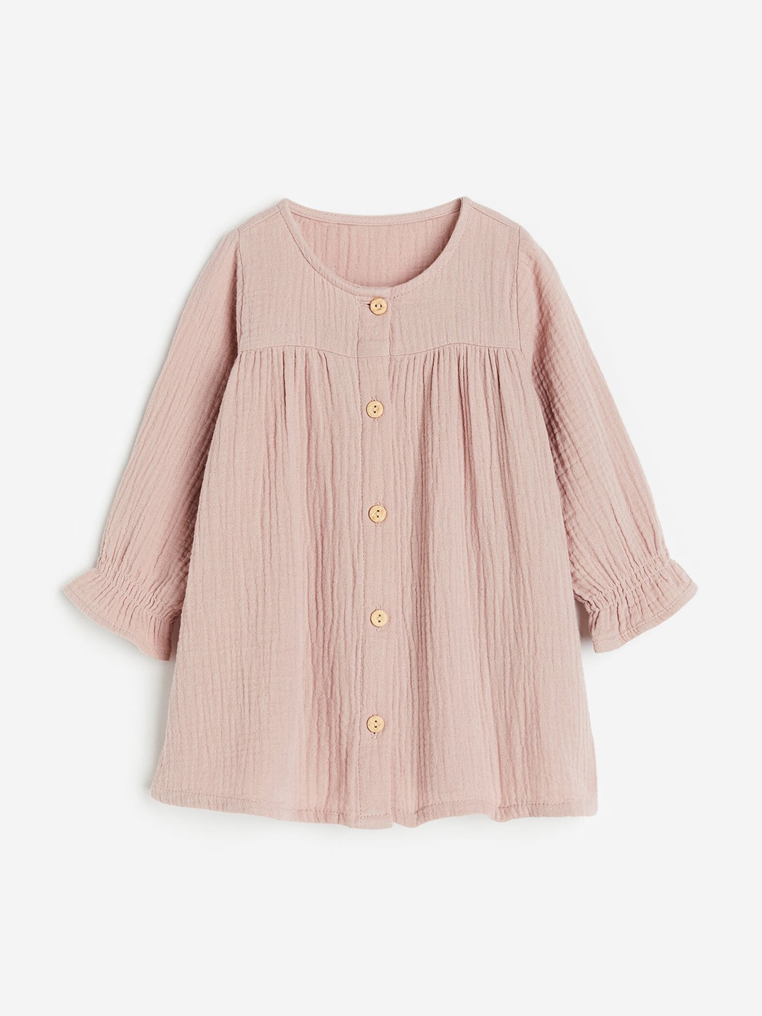 

H&M Girls Long-Sleeved Cotton Dress, Pink