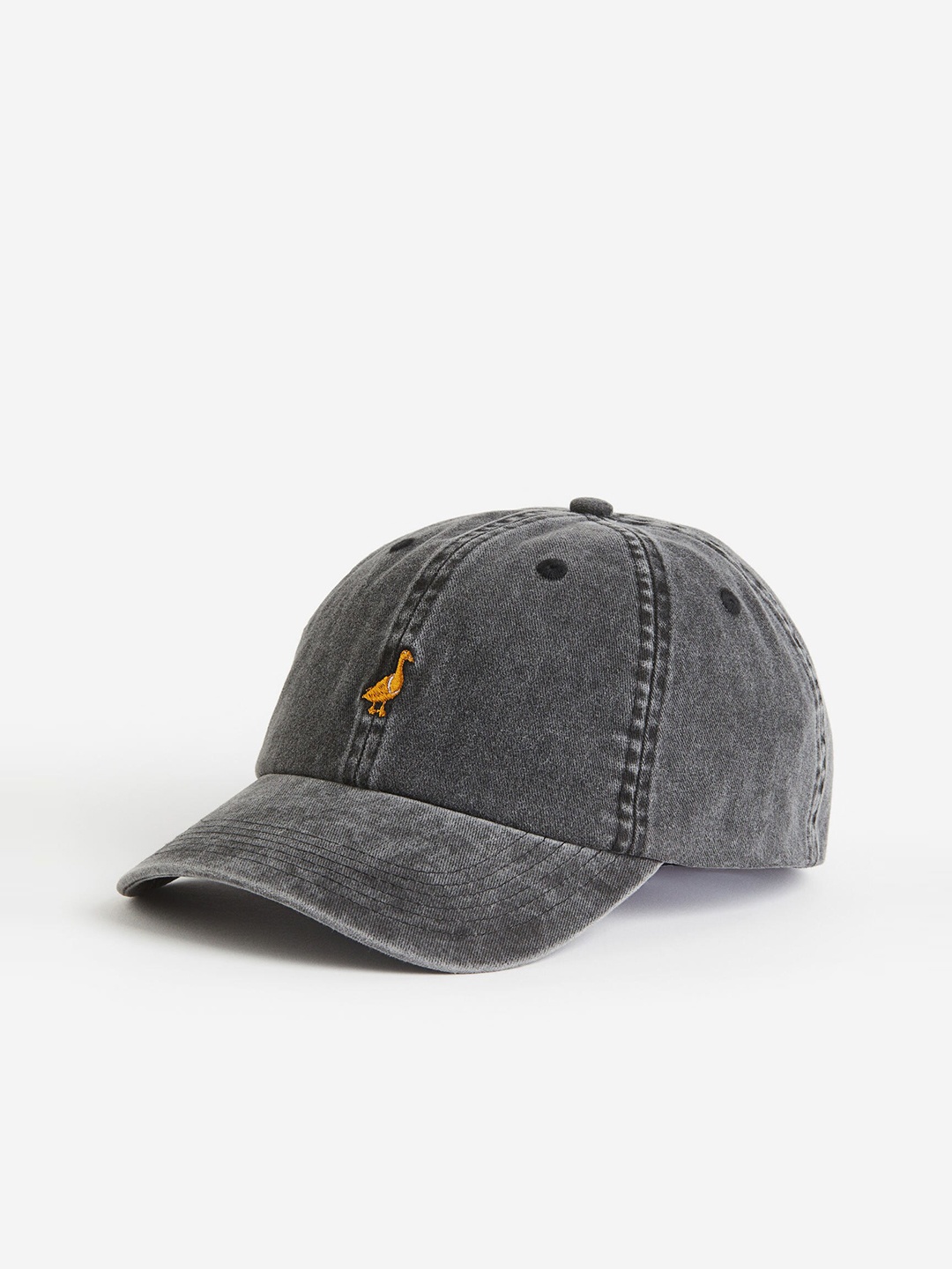 

H&M Men Embroidered Motif Cotton Cap, Grey