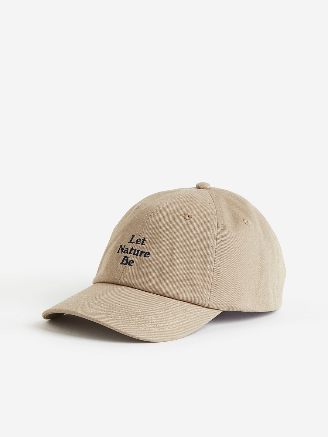 

H&M Men Embroidered Motif Cotton Cap, Beige