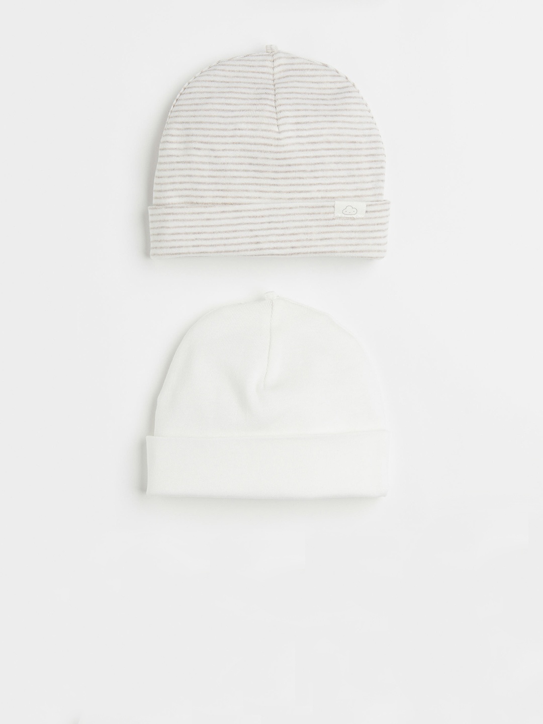 

H&M Girls 2-Pack Cotton Hats, Beige