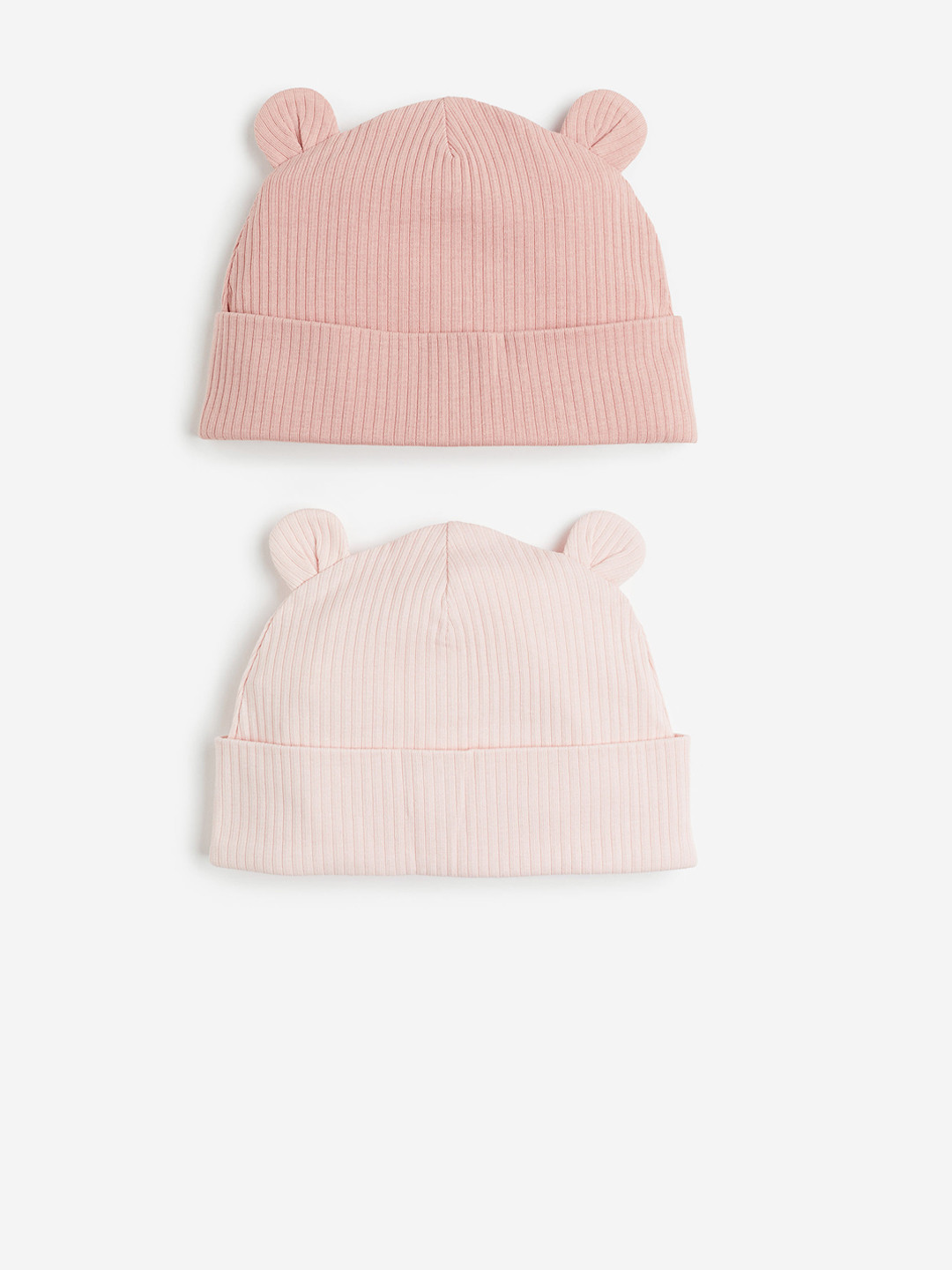 

H&M Boys 2-Pack Ribbed Ear-Detail Beanies, Pink