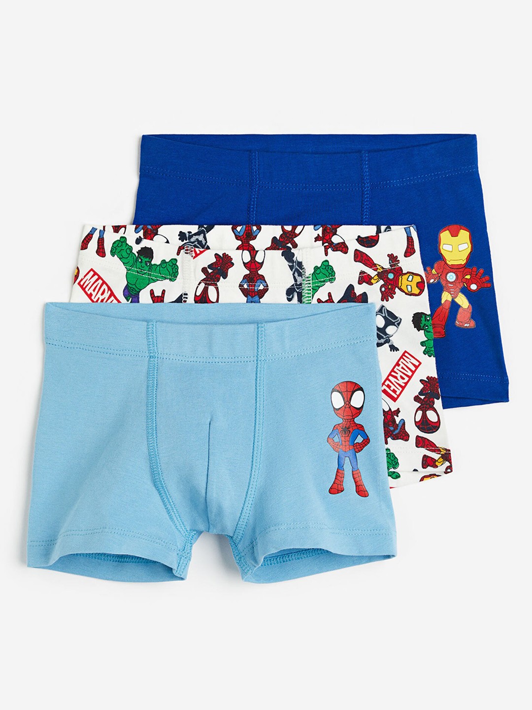 

H&M Boys 3 Pack Print Motif Cotton Boxer Shorts, Blue