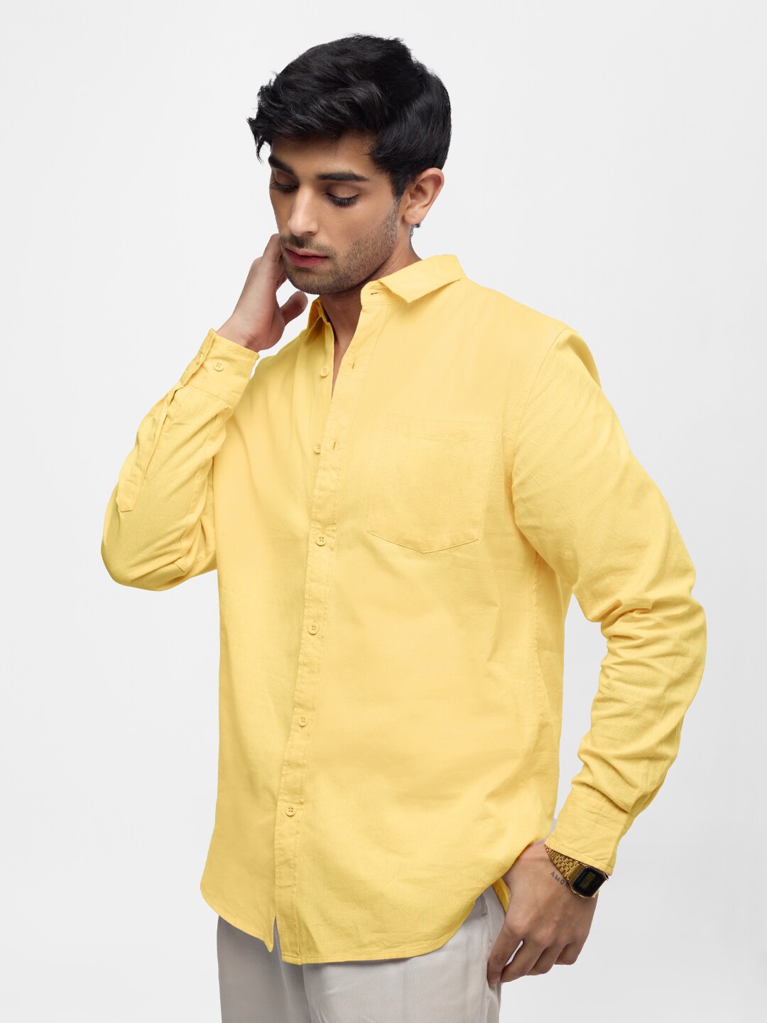 

The Souled Store Relaxed Pure Cotton Casual Shirt, Yellow