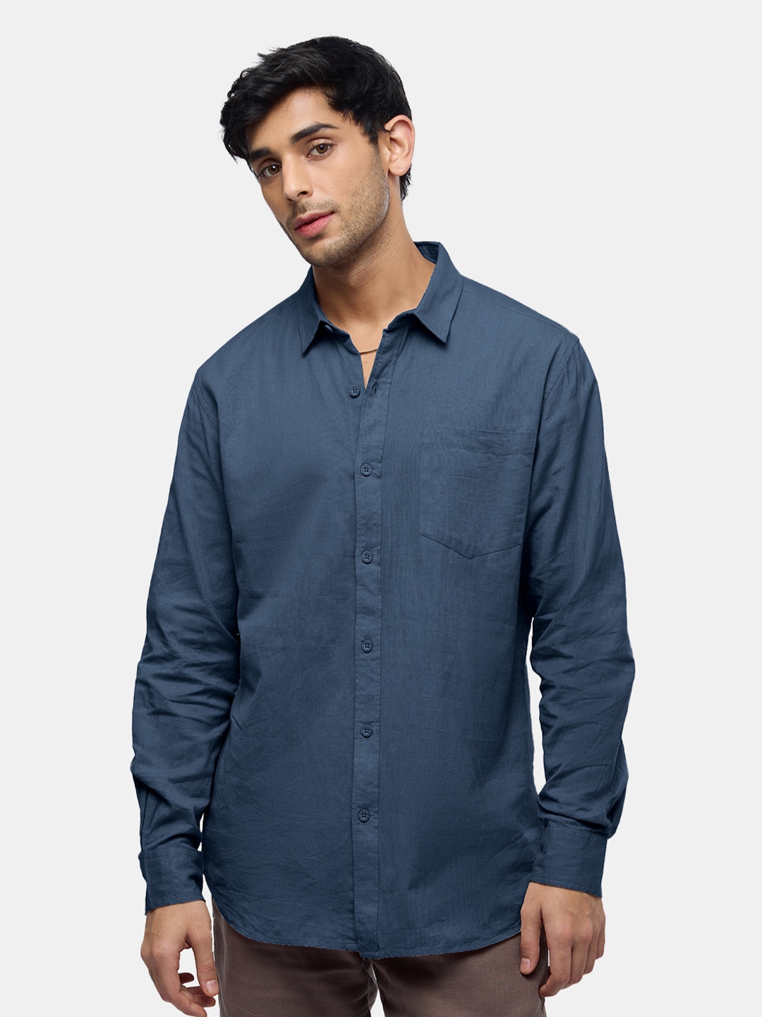 

The Souled Store Relaxed Pure Cotton Casual Shirt, Blue