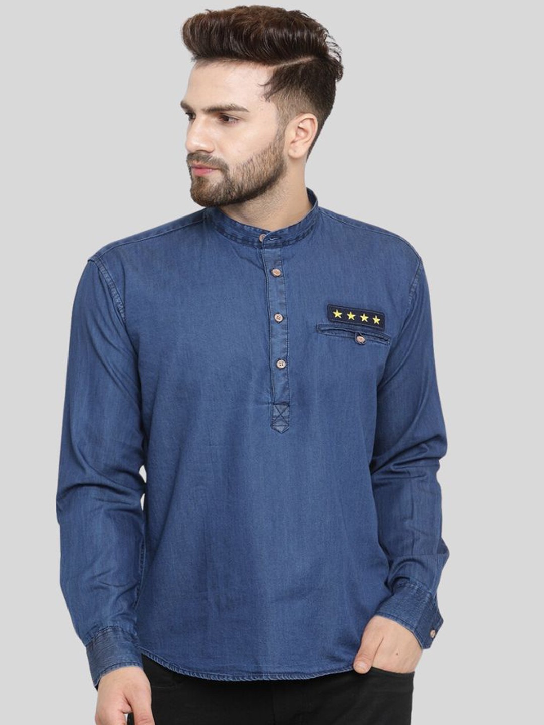 

Ben Martin Long Sleeves Denim Kurta, Navy blue