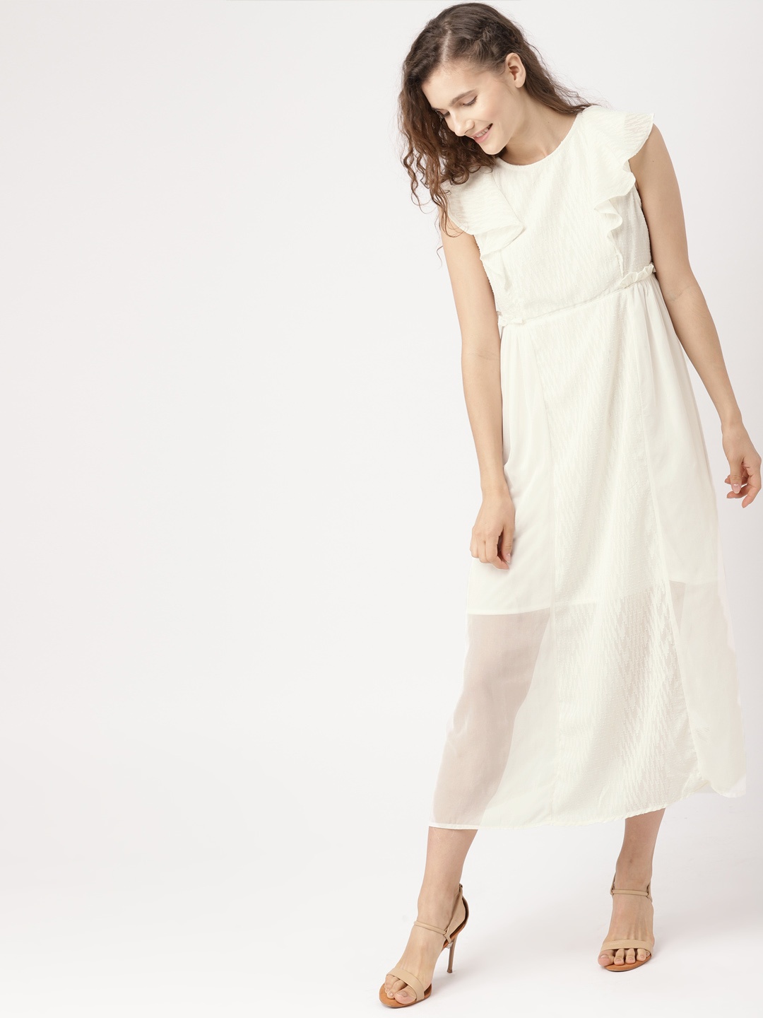 

DressBerry Women Off-White Solid A-Line Dress