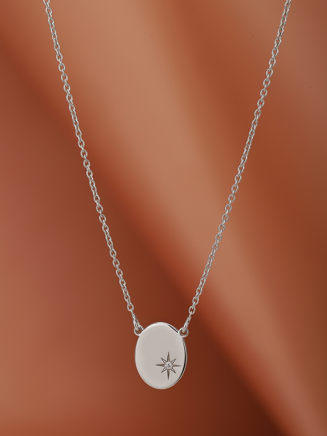 

Carlton London 925 Sterling Silver Zirconia in Star Rhodium Plated Minimal Necklace