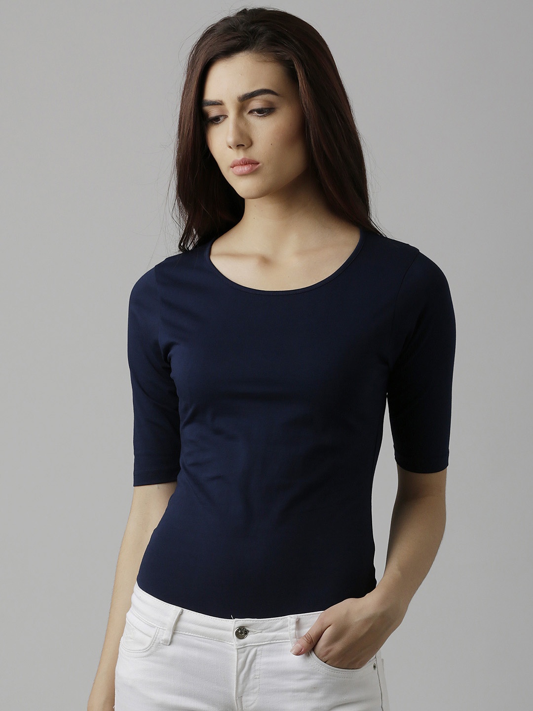 

Miss Chase Women Navy Blue Solid Bodysuit