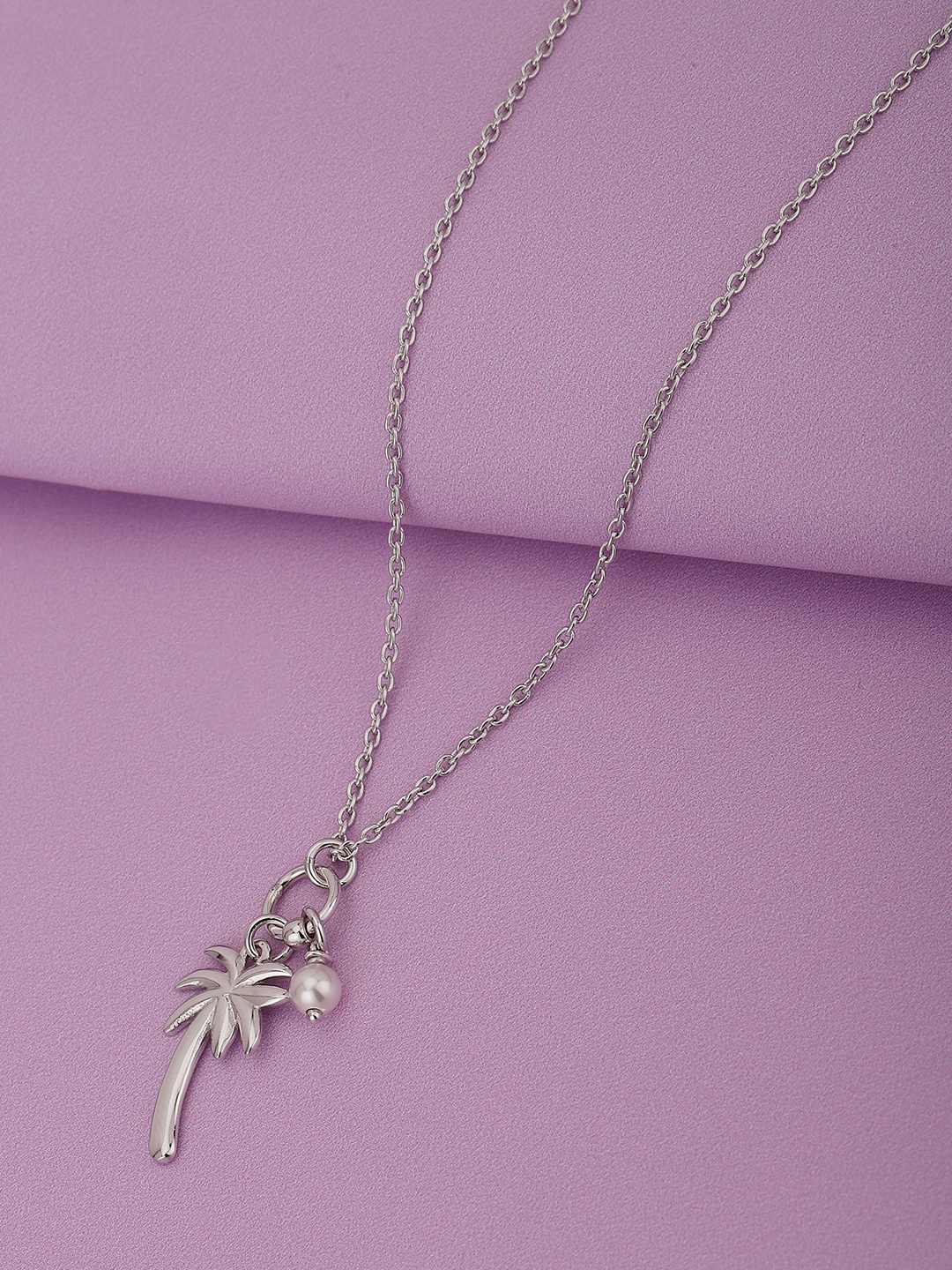 

Carlton London 925 Sterling Silver Rhodium Plated Tree Pendant with Chain