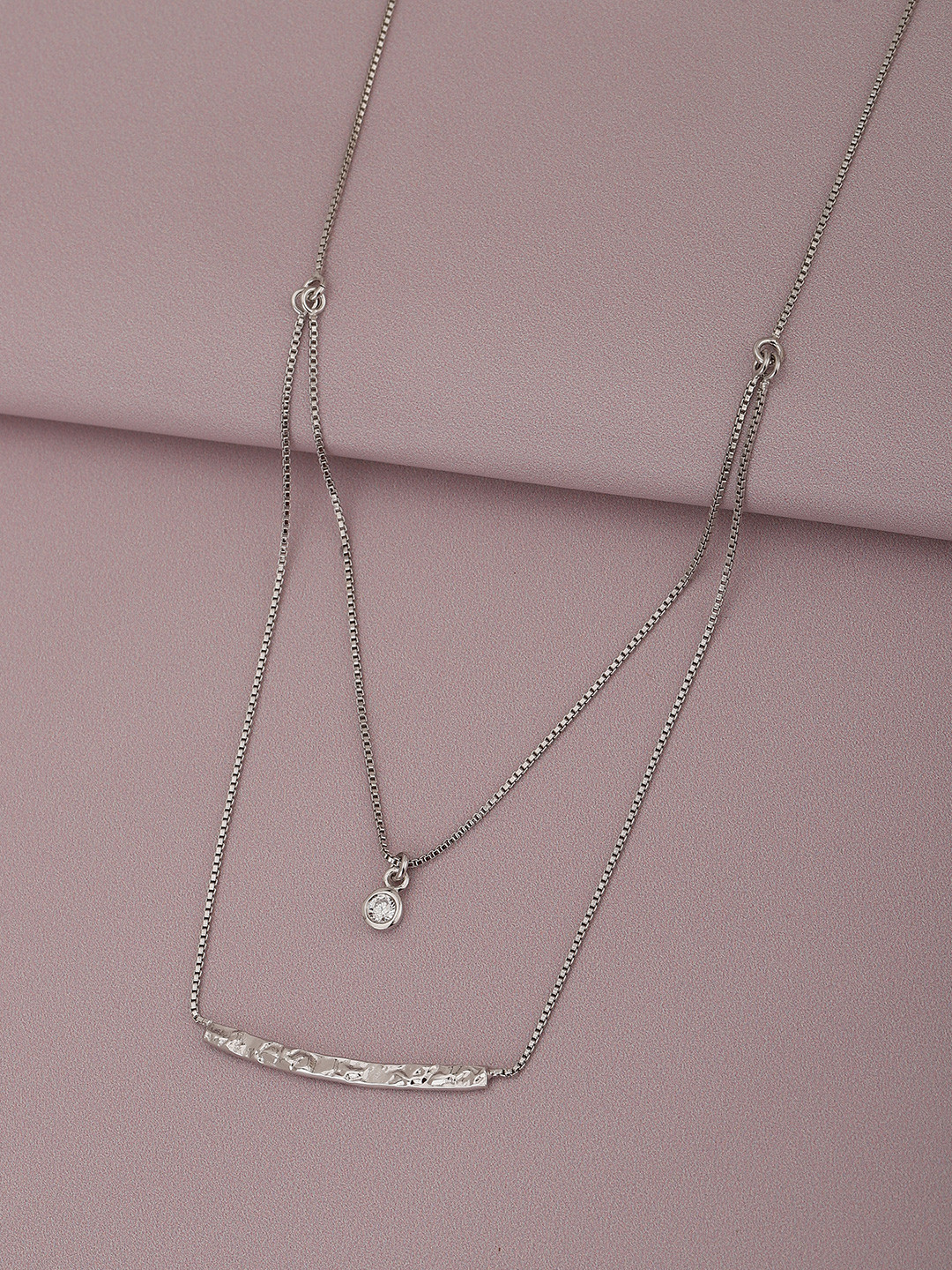 

Carlton London 925 Sterling Silver with Rhodium Plated Double Chain Necklace
