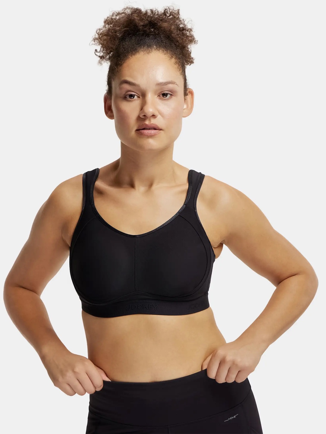 

Jockey Wirefree Non Padded Microfiber Full Coverage Sports Bra with StayDry Treatment-MI11, Black