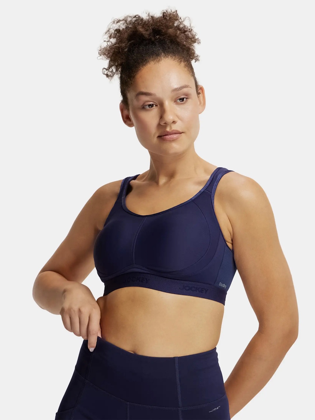 

Jockey Wirefree Non Padded Microfiber Full Coverage Sports Bra with StayDry Treatment-MI11, Navy blue