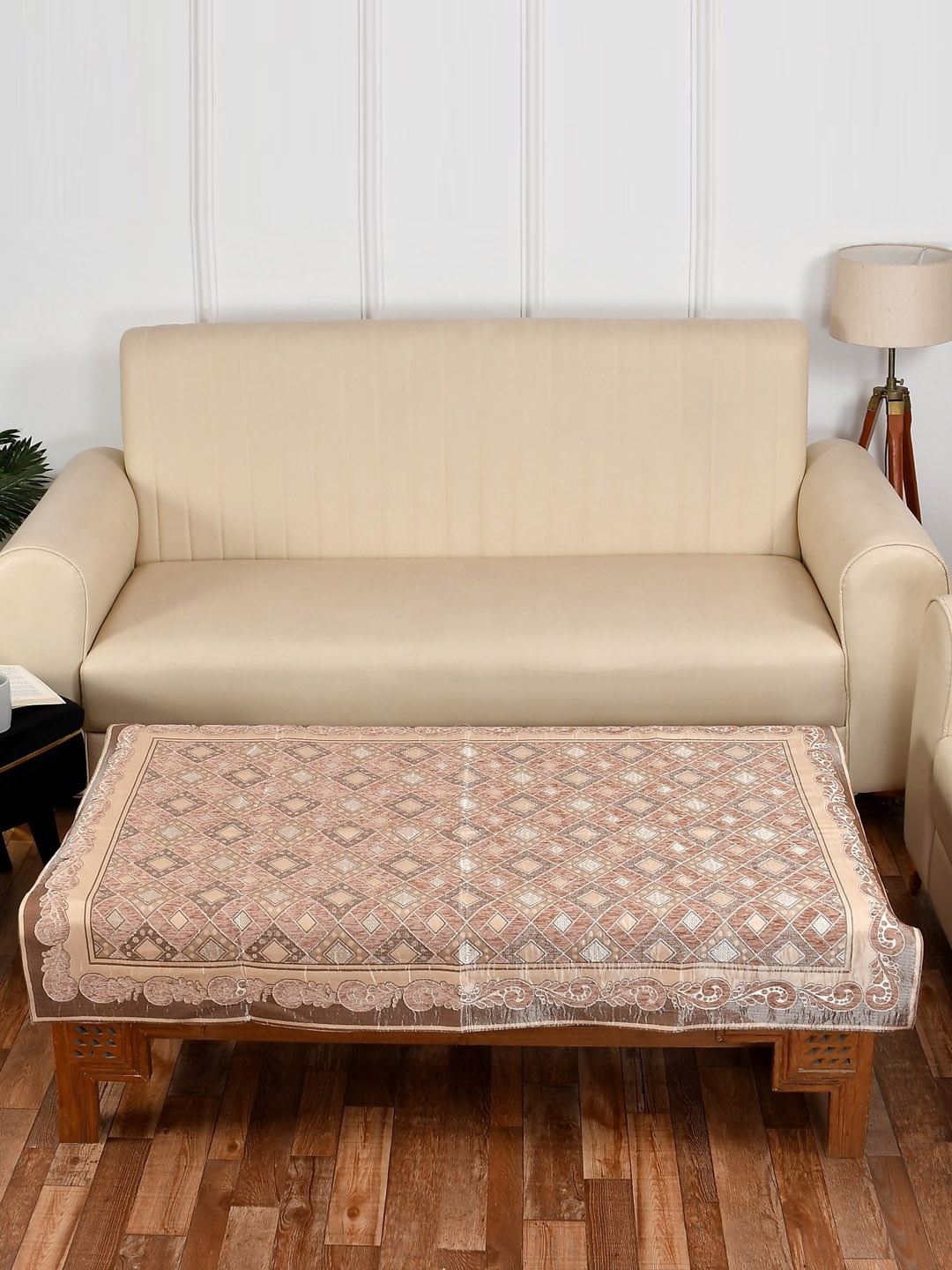 

MULTITEX Beige Embroidered 4-Seater Center Table Cover