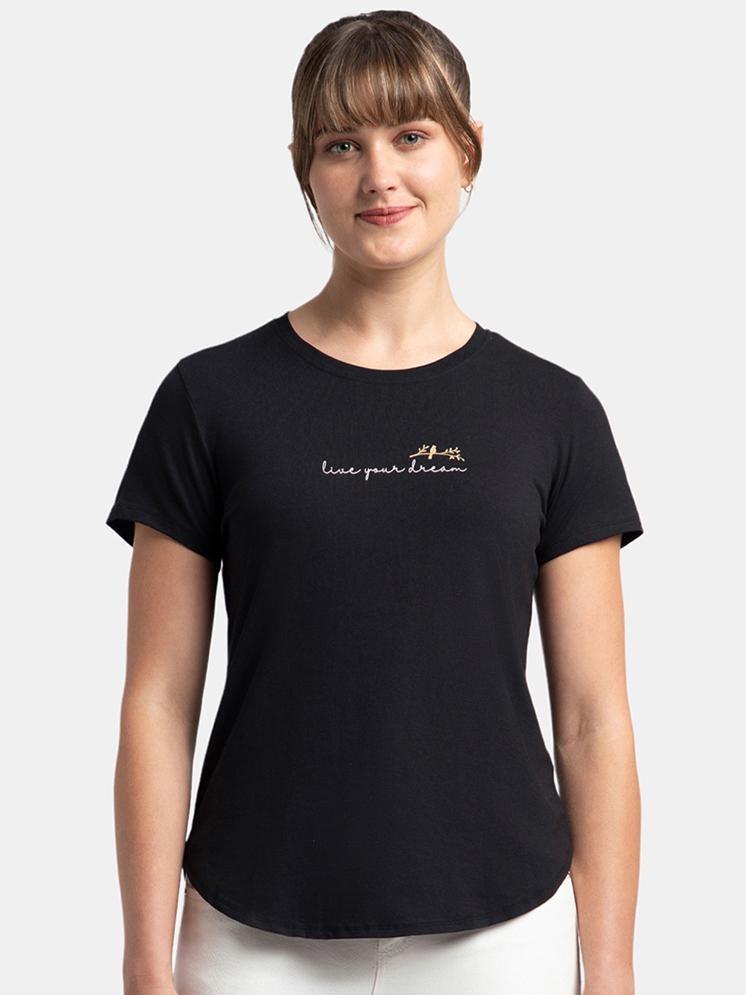 

Jockey Micro Modal Fiber Stretch Relaxed Fit Printed T-shirt-IW31, Black