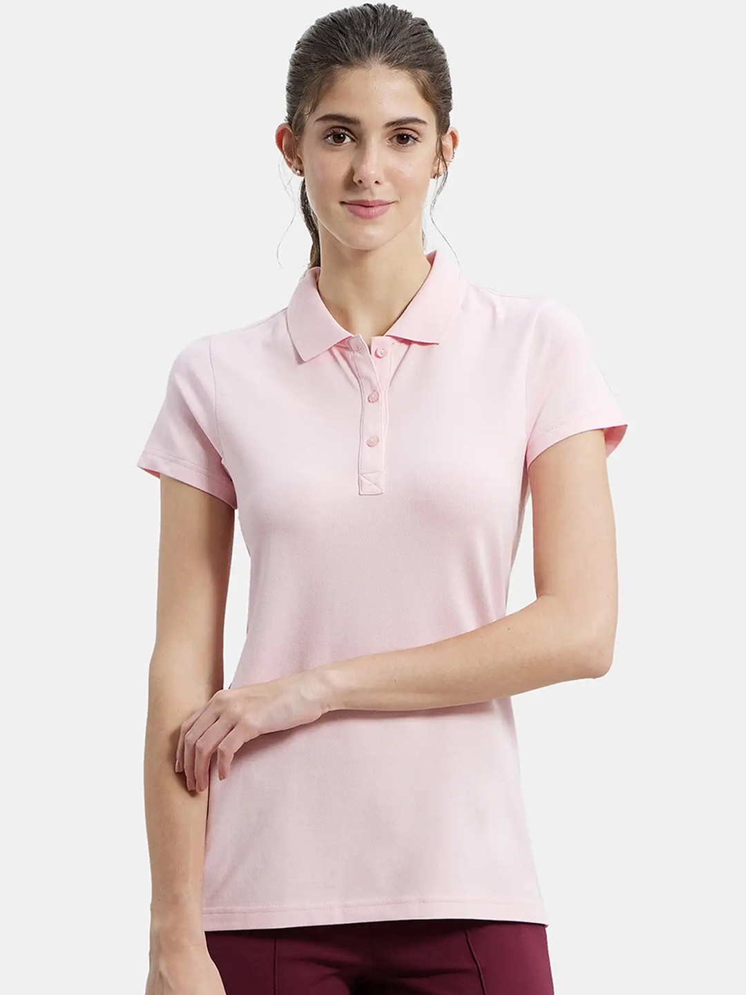 

Jockey Printed Super Combed Cotton Pique Fabric Regular Fit Polo Tshirt-UL34, Pink