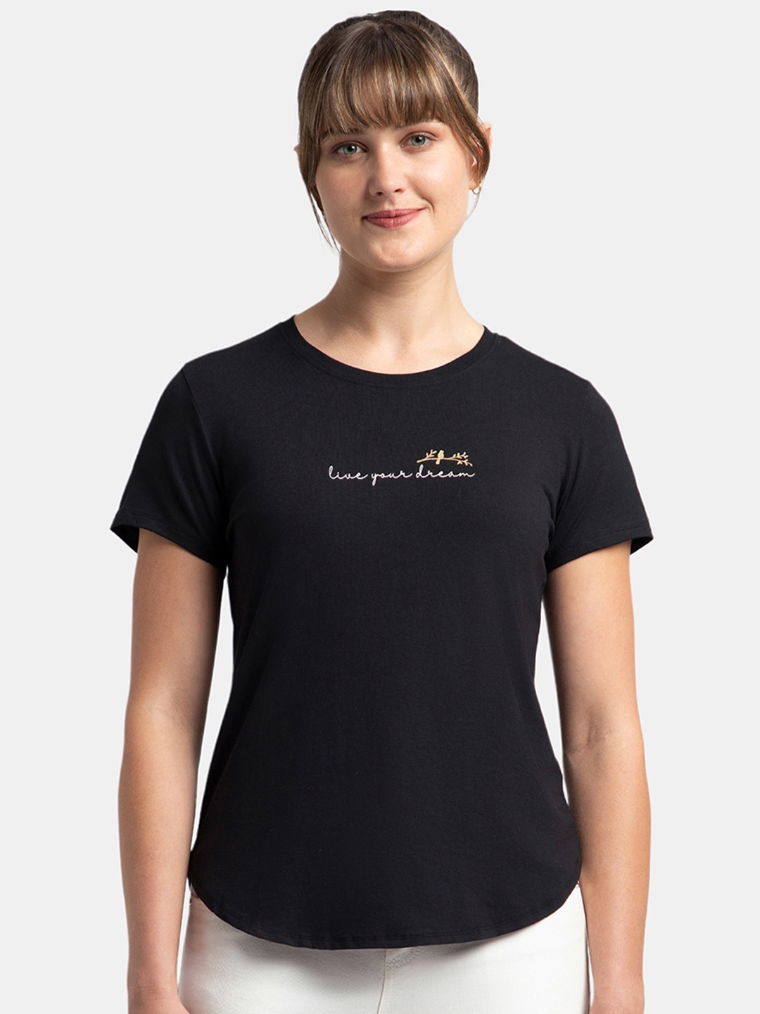 

Jockey Micro Modal Fiber Stretch Relaxed Fit Printed T-shirt-IW31, Black