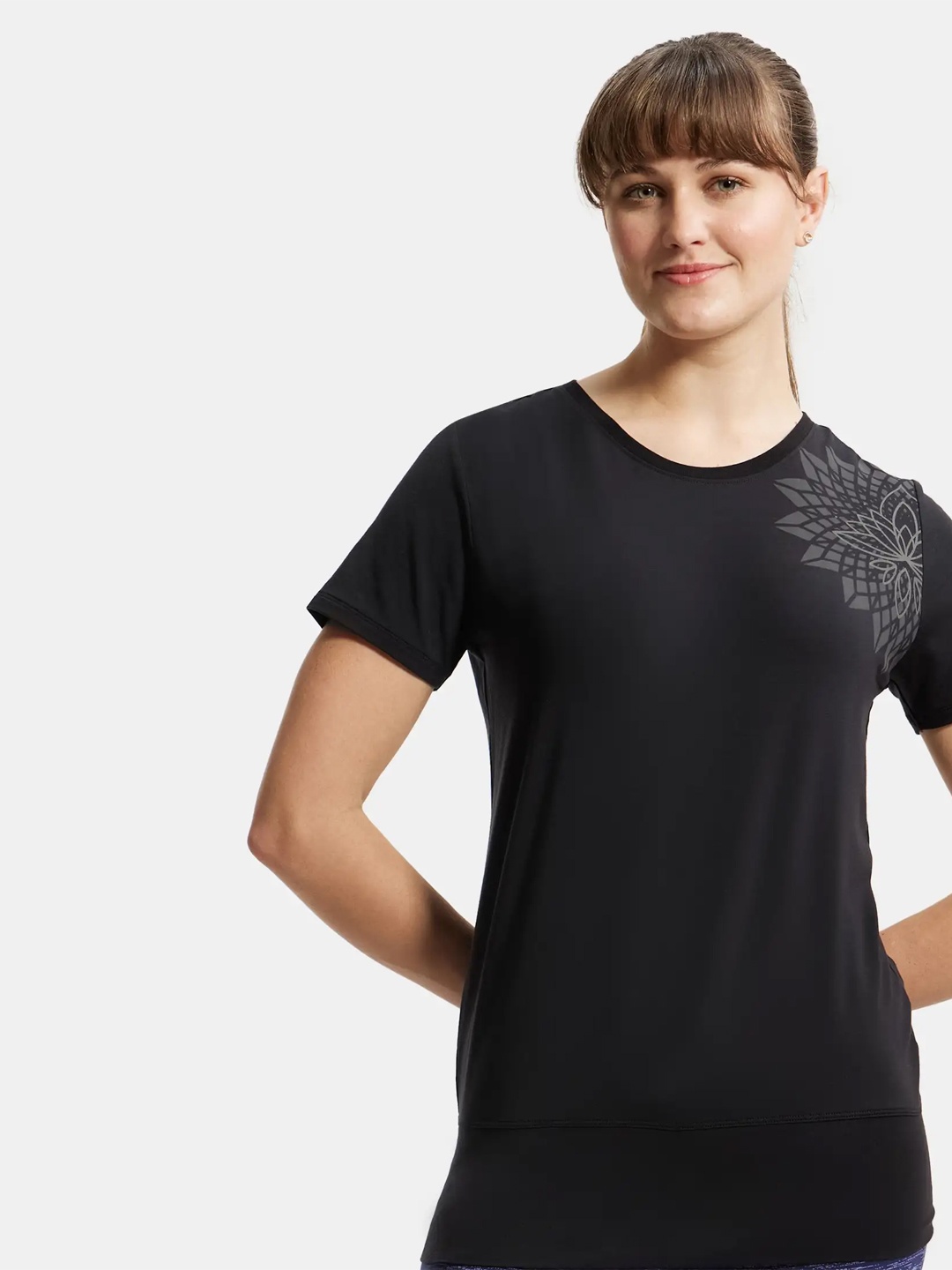 

Jockey Floral Printed Relaxed Fit Antimicrobial T-shirt, Black