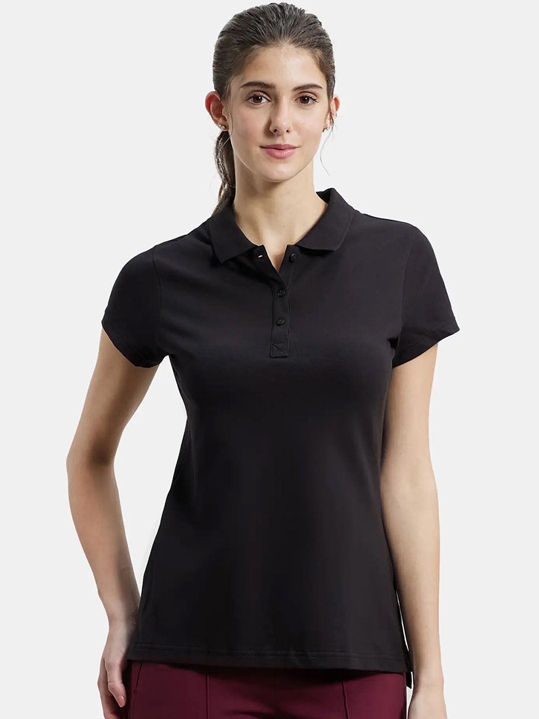 

Jockey Printed Super Combed Cotton Pique Fabric Regular Fit Polo Tshirt-UL34, Black
