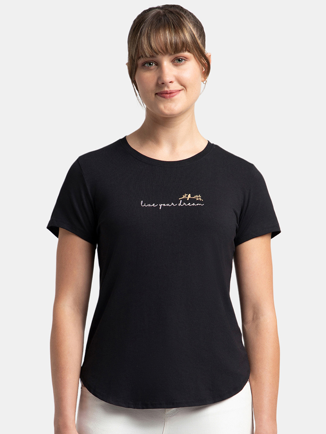 

Jockey Micro Modal Fiber Stretch Relaxed Fit Printed T-shirt-IW31, Black