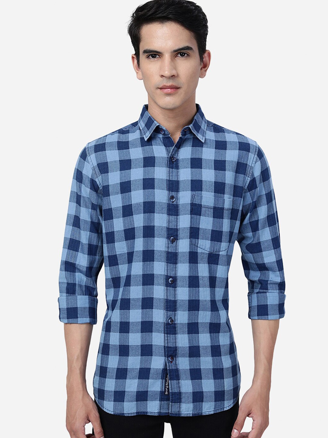 

JADE BLUE Buffalo Checked Slim Fit Buffalo Opaque Cotton Casual Shirt