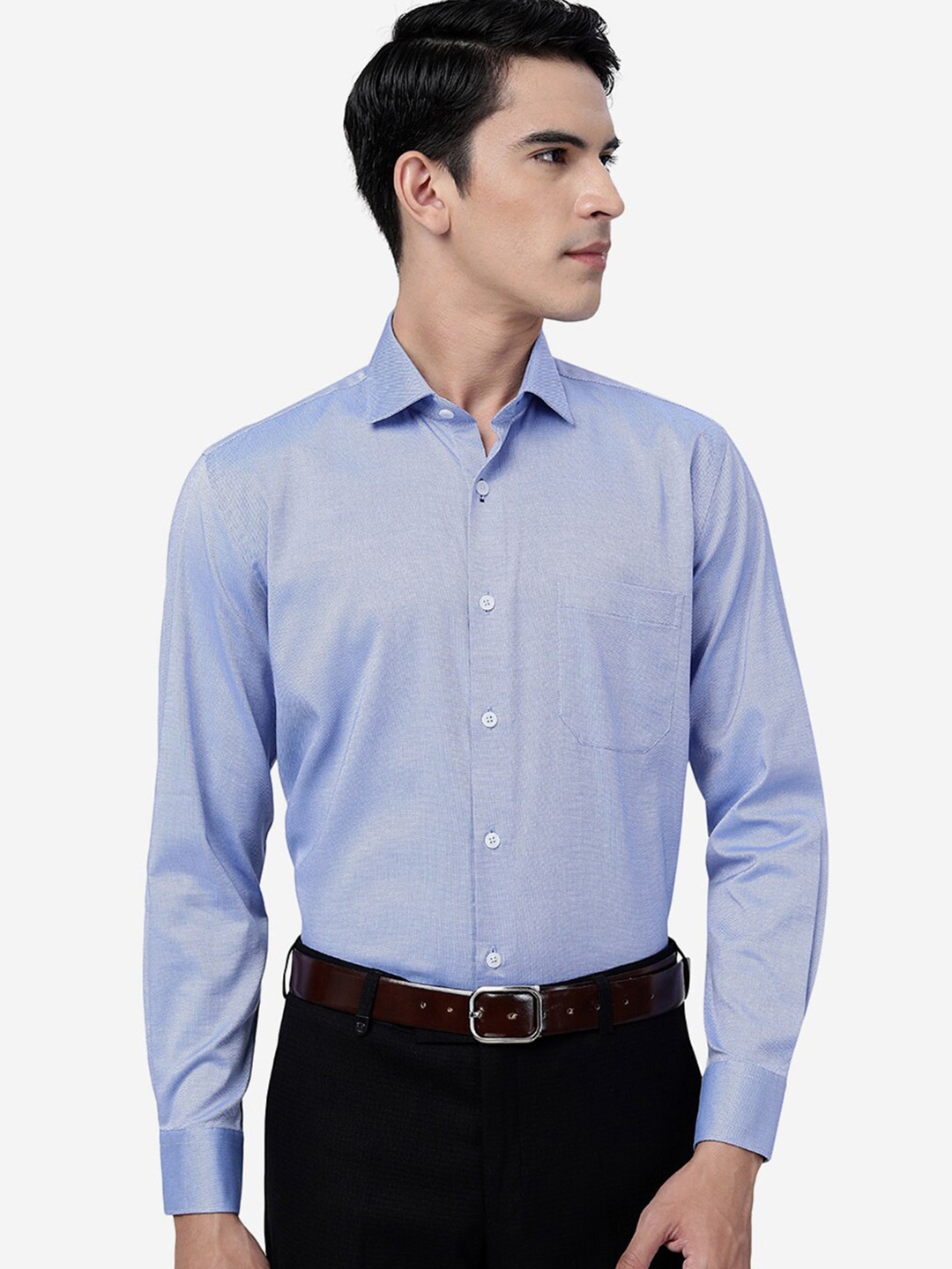 

JADE BLUE Self Design Opaque Cotton Formal Shirt